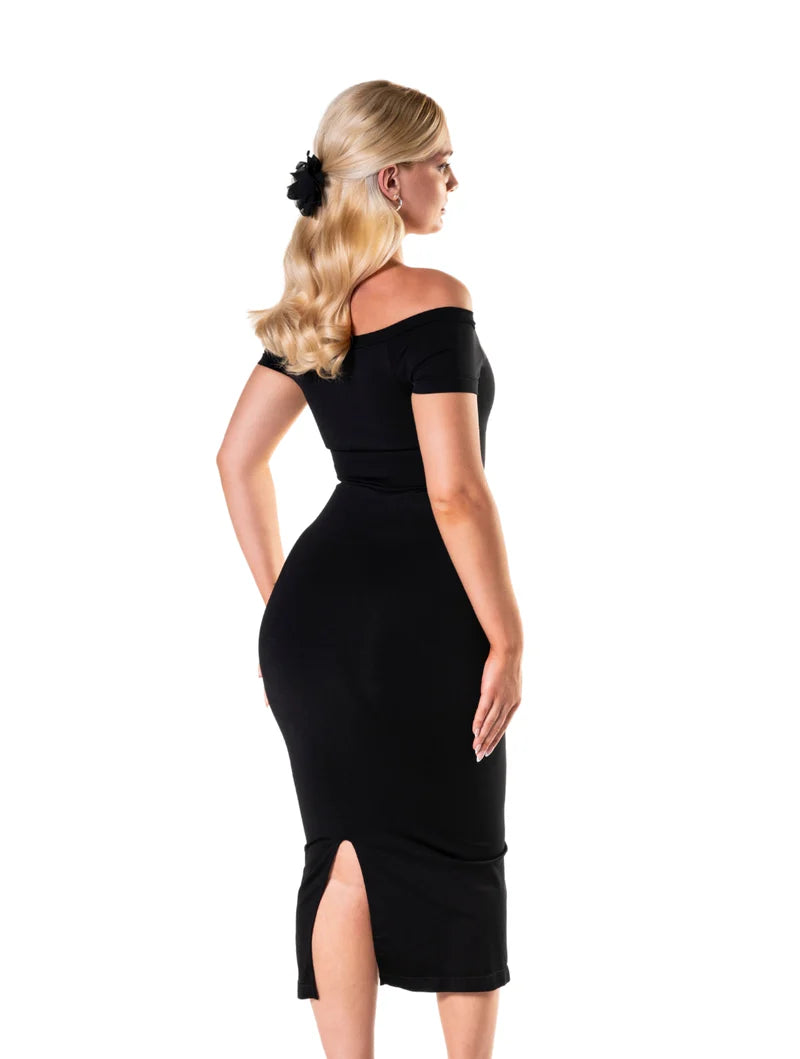Robe fendue Shapewear à épaules découvertes