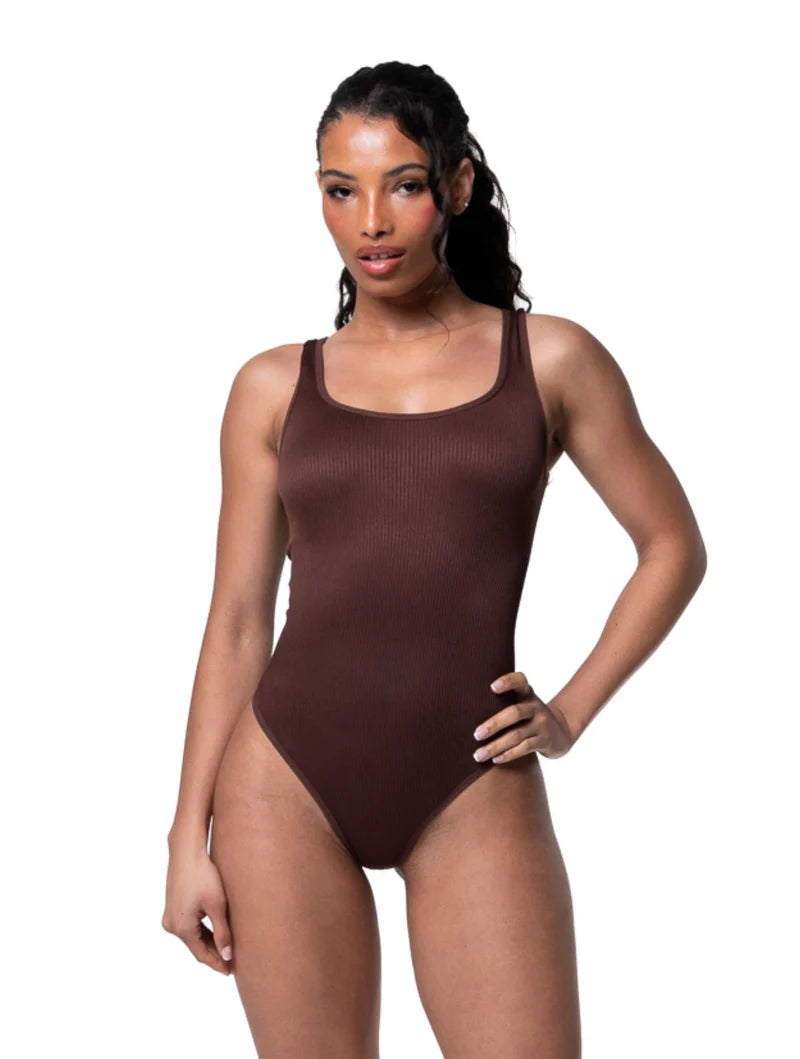 Body gainant côtelé ajusté