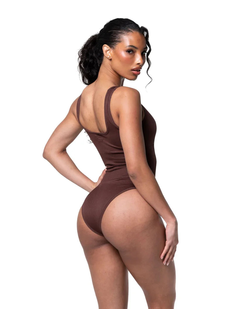 Body gainant côtelé ajusté